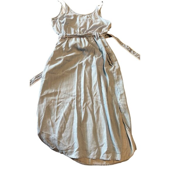 Cloth & Stone XS Blue Chambray Midi Dress W/ Pockets & Belt Summer Beach Date - Picture 8 of 8